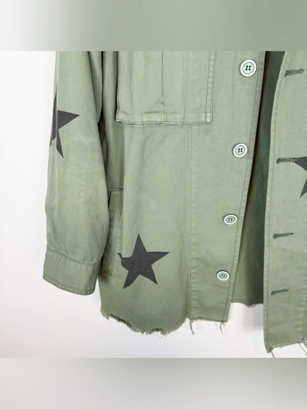 Pistola Camilo Military Jacket Royal Honor Green Stars Shacket Size Small - Picture 9 of 13